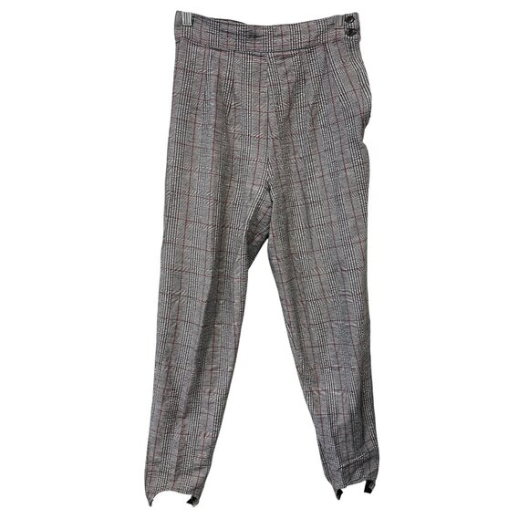 Vintage Kyoto Kasuals Stirrup Pants Size 9 Gray Black Red Checked Preppy Career - Picture 1 of 7